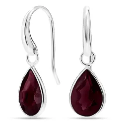 dråpe granat øredobber i forsølvet messing - Loom Stones