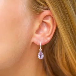 dråpe lilla amatyst øredobber i forsølvet messing - Loom Stones