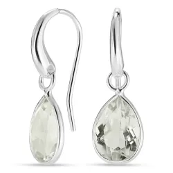 dråpe lysegrønn krystall øredobber i forsølvet messing - Loom Stones