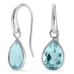 dråpe blå krystall øredobber i forsølvet messing - Loom Stones