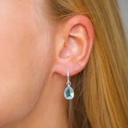 dråpe blå krystall øredobber i forsølvet messing - Loom Stones