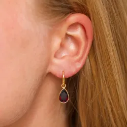 dråpe granat øredobber i forgylt messing - Loom Stones