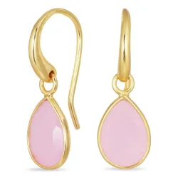 dråpe rosa krystall øredobber i forgylt messing - Loom Stones