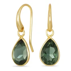 dråpe grønn krystall øredobber i forgylt messing