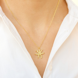 blomst halskjede i forgylt messing - Eliné