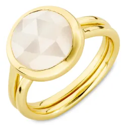 månestein ring i forgylt messing - Loom Stones