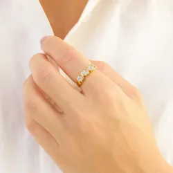 zirkon ring i forgylt messing - Eliné
