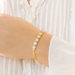 zirkon armbånd i forgylt messing - Eliné