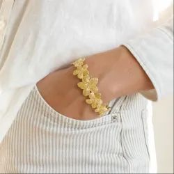 blomst armbånd i forgylt messing - Eliné