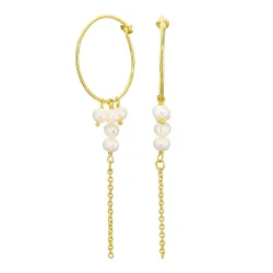 lange perle kjedeøreringer i forgylt messing - Eliné