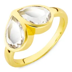 klar quartz ring i forgylt messing - Loom Stones