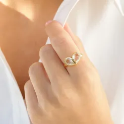 klar quartz ring i forgylt messing - Loom Stones