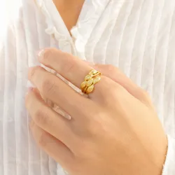 blad ring i forgylt messing - Eliné