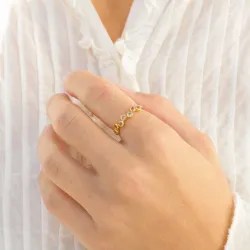 rosa krystall ring i forgylt messing - Bubbly Twist