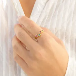 multifarget krystall ring i forgylt messing - Bubbly Twist