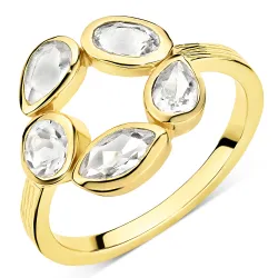 klar quartz ring i forgylt messing - Eliné