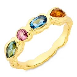 multifarget krystall ring i forgylt messing - Eliné