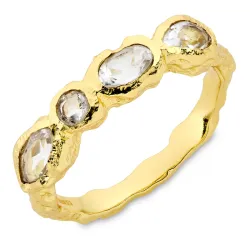 klar quartz ring i forgylt messing - Eliné