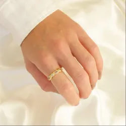 klar quartz ring i forgylt messing - Eliné