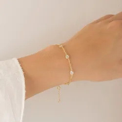 zirkon armbånd i forgylt messing - Eliné