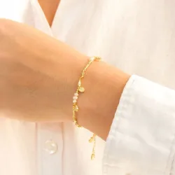 perle armbånd i forgylt messing - Eliné