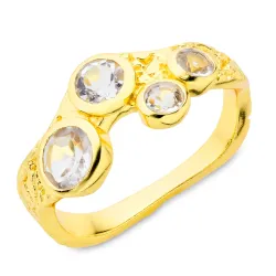 klar quartz ring i forgylt messing - Eliné