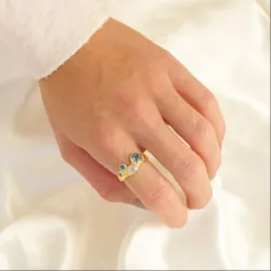 blå topas ring i forgylt messing - Eliné