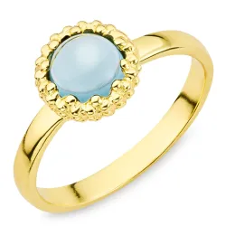 mørkeblå krystall ring i forgylt messing - Eliné