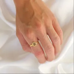 lysegrønn krystall ring i forgylt messing - Eliné