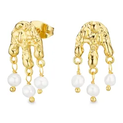 perle øredobber i forgylt messing - Eliné