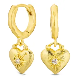 hjerte zirkon creol i forgylt messing - Eliné