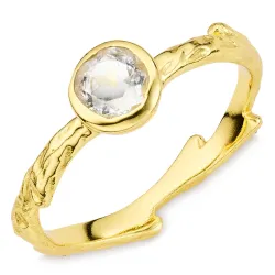 klar quartz ring i forgylt messing - Eliné