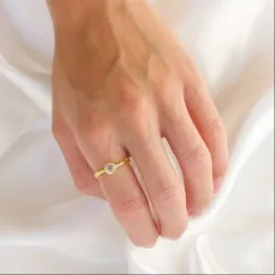 klar quartz ring i forgylt messing - Eliné