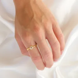 klar quartz ring i forgylt messing - Eliné