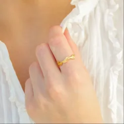 blad ring i forgylt messing