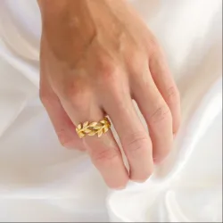 blad ring i forgylt messing