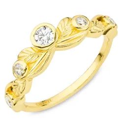 blad zirkon ring i forgylt messing - Eliné