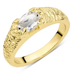 klar quartz ring i forgylt messing - Eliné