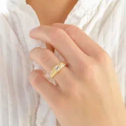 klar quartz ring i forgylt messing - Eliné