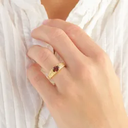 granat ring i forgylt messing - Eliné