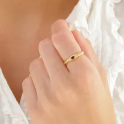 granat ring i forgylt messing - Eliné
