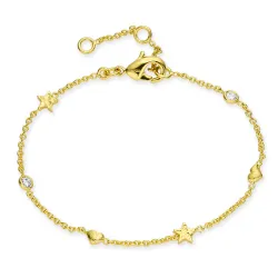 hjerte stjerne zirkon armbånd i forgylt messing - Eliné