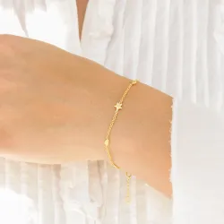 hjerte stjerne zirkon armbånd i forgylt messing - Eliné