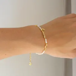 perle armbånd i forgylt messing - Eliné