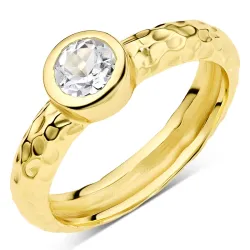 klar quartz ring i forgylt messing - Eliné