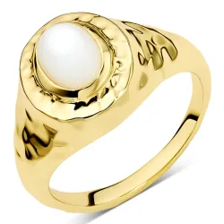 perlemors ring i forgylt messing - Eliné