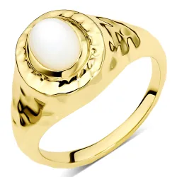 perlemors ring i forgylt messing - Eliné
