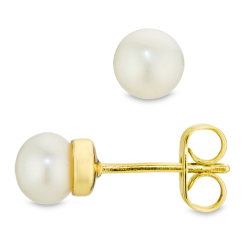 5 mm perle ørestikker i forgylt messing - Eliné