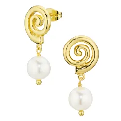 perle øredobber i forgylt messing - Eliné