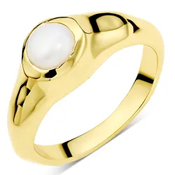 syntetisk perle ring i forgylt messing - Eliné